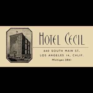 Los Angeles Cecil Hotel luggage label